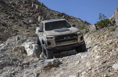 The 2024 Colorado ZR2 Bison rock crawling on an off-road trail